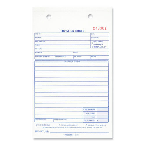 Job Work Order Book, Two-Part Carbonless, 5.5 x 8.5, 50 Forms Total-(RED4L456)