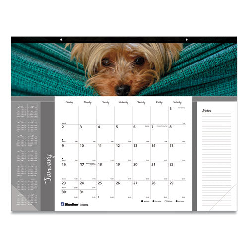 Pets Collection Monthly Desk Pad, Puppies Photography, 22 x 17, Black Binding, Clear Corners, 12-Month (Jan to Dec): 2023-(REDC194116)