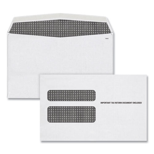 W-2 Laser Double Window Envelope, Commercial Flap, Gummed Closure, 5.63 x 9, White, 50/Pack-(TOP2219LR)