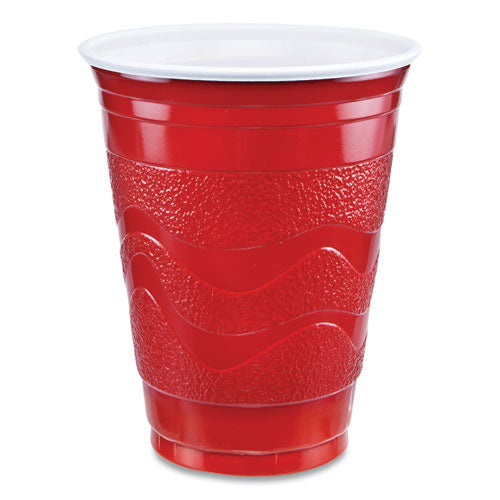 Solo Party Plastic Cold Drink Cups, Slip-Resistant Grip, 18 oz, Red, 20/Bag, 12 Bags/Carton-(SCC18GR20)