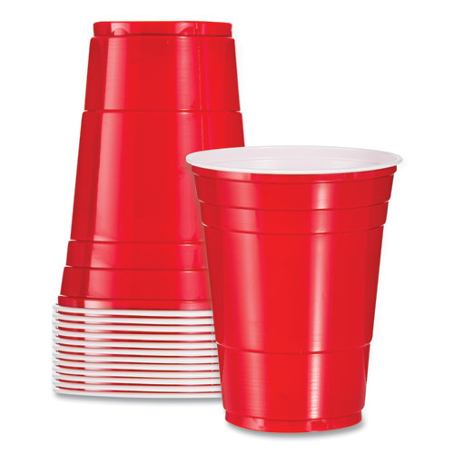 SOLO Party Plastic Cold Drink Cups, 16 oz, Red, 50/Pack-(DCCP16RPK)