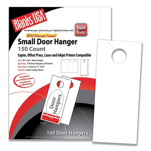 Small Micro-Perforated Door Hangers, 67 lb Bristol Weight, 8.5 x 11, White, 3 Hangers/Sheet, 50 Sheets/Pack-(BLA305B6WH)