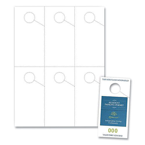 Micro-Perforated Parking Pass, 110 lb Index Weight, 8.25 x 11, White, 6 Passes/Sheet, 50 Sheets/Pack-(BLA06057SWH)