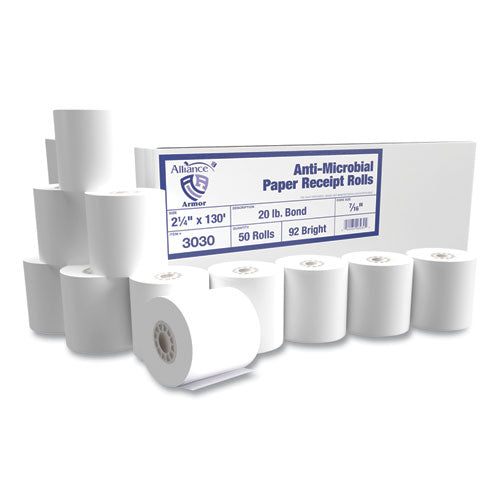 Armor Antimicrobial Receipt Roll Paper, 2.25" x 130 ft, White, 50/Carton-(AIP3030)