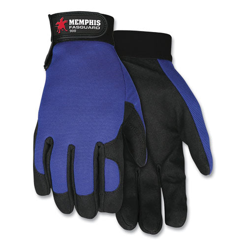 Clarino Synthetic Leather Palm Mechanics Gloves, Blue/Black, Medium-(CRW900M)