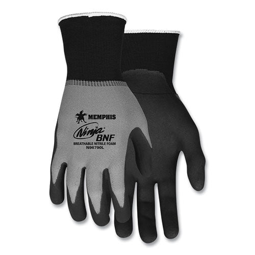 Ninja Nitrile Coating Nylon/Spandex Gloves, Black/Gray, Medium, Dozen-(CRWN96790M)