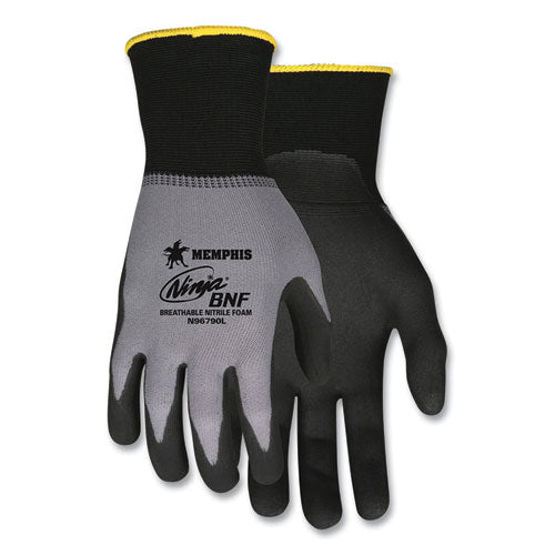 Ninja Nitrile Coating Nylon/Spandex Gloves, Black/Gray, X-Large, Dozen-(CRWN96790XL)