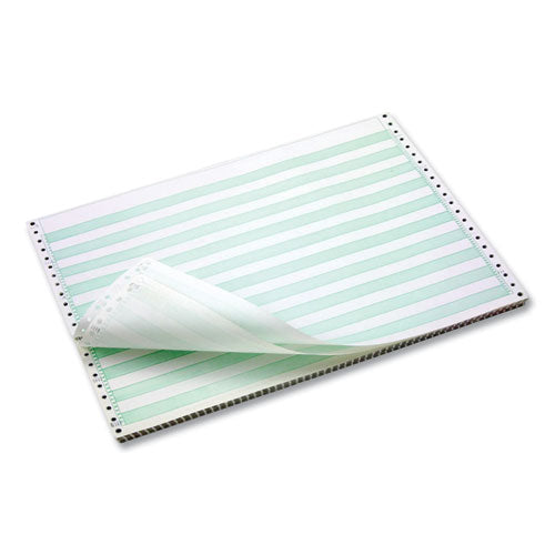 Continuous Feed Computer Paper, 1-Part, 18 lb Bond Weight, 11 x 14.88, White/Green Bar, 3,000/Carton-(DMR141108)