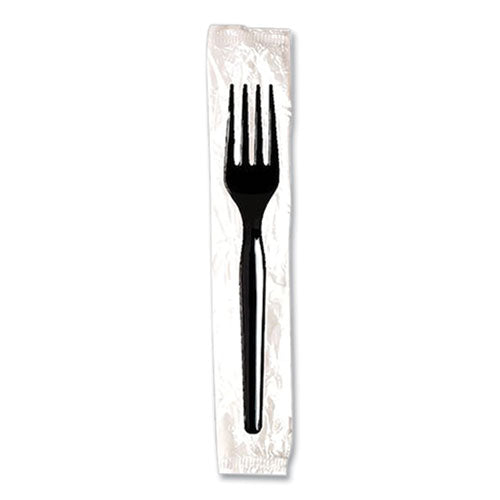 Individually Wrapped Mediumweight Polystyrene Cutlery, Fork, Black, 1,000/Carton-(DXEFM53C7)