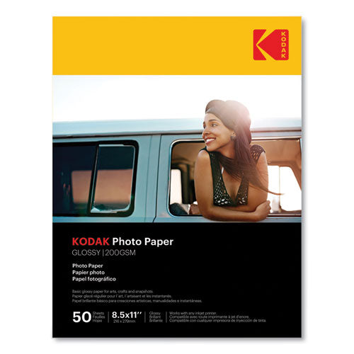 Photo Paper, 8 mil, 8.5 x 11, Glossy White, 50/Pack-(KOD41182)