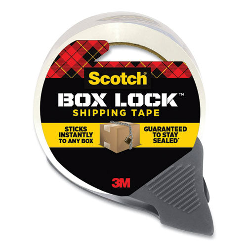 Box Lock Shipping Packaging Tape with Refillable Dispenser, 3" Core, 1.88" x 54.6 yds, Clear-(MMM3950RD)