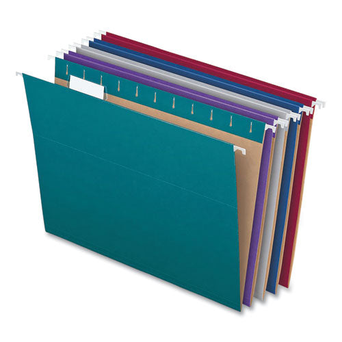 Recycled Hanging File Folders, Letter Size, 1/5-Cut Tabs, Assorted Colors, 25/Box-(PFX81667)