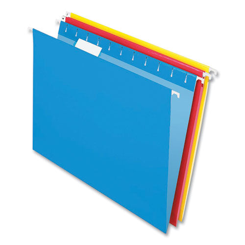 Recycled Hanging File Folders, Letter Size, 1/5-Cut Tabs, Assorted Colors, 20/Box-(PFX095001)