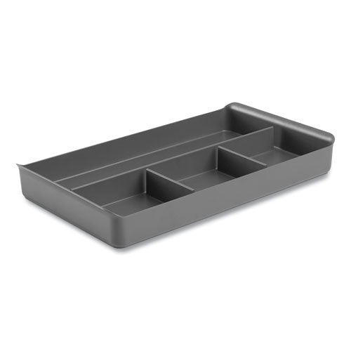 The Get-It-Together Drawer Organizer, Four Compartments, 13.5 x 7.75 x 2, Polystyrene Plastic, Dark Gray-(PPJ105083)