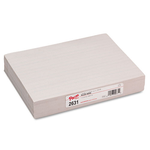 Skip-A-Line Ruled Newsprint Paper, 1" Two-Sided Long Rule, 8.5 x 11, 500/Pack-(PAC2631)