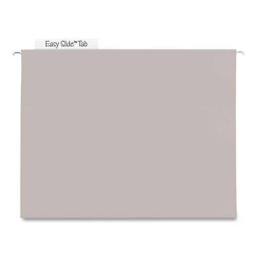 TUFF Extra Capacity Hanging File Folders with Easy Slide Tabs, 4" Capacity, Letter, 1/3-Cut Tabs, Steel Gray, 18/Box-(SMD64242)