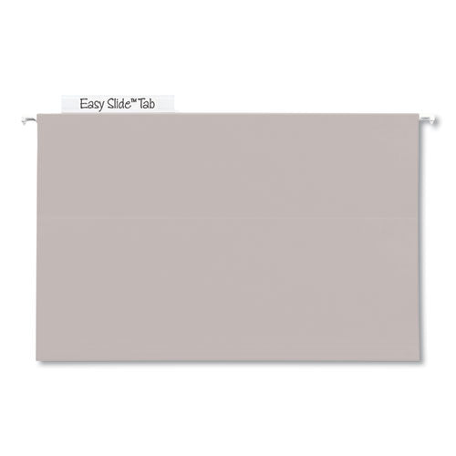 TUFF Extra Capacity Hanging File Folders with Easy Slide Tabs, 4" Capacity, Legal, 1/3-Cut Tabs, Steel Gray, 18/Box-(SMD64342)