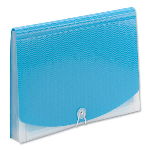 Poly Expanding Folders, 12 Sections, Cord/Hook Closure, 1/6-Cut Tabs, Letter Size, Teal/Clear-(SMD70869)