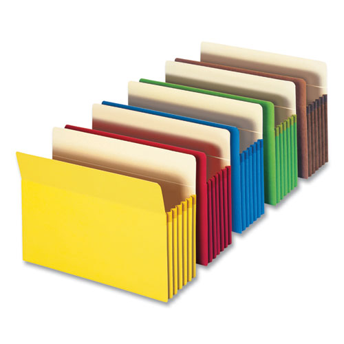 Colored File Pockets, 5.25" Expansion, Letter Size, Assorted Colors, 5/Box-(SMD73836)