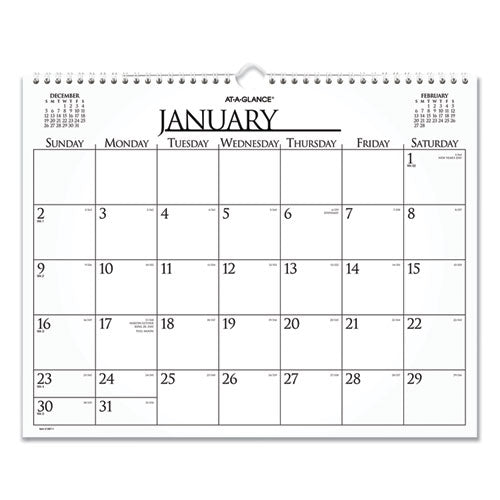 Business Monthly Wall Calendar, 15 x 12, White/Black Sheets, 12-Month (Jan to Dec): 2023-(AAG997114)