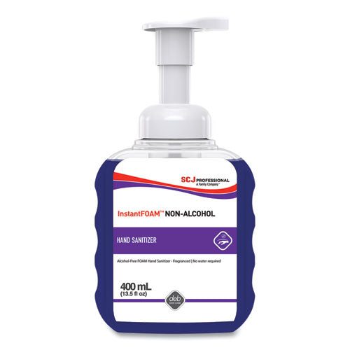 InstantFOAM Non-Alcohol Hand Sanitizer, 400 mL Pump Bottle, Light Perfume Scent, 12/Carton-(SJN56815)