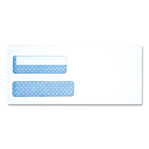 Double Window Business Envelope, #10, Square Flap, Self-Adhesive Closure, 4.13 x 9.5, White, 500/Box-(UNV36104)