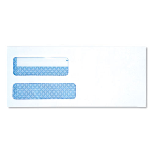 Double Window Business Envelope, #9, Square Flap, Self-Adhesive Closure, 3.88 x 8.88, White, 500/Box-(UNV35217)