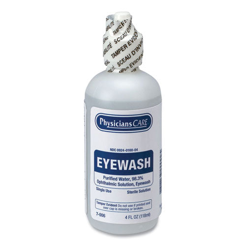 First Aid Refill Components Disposable Eye Wash, 4 oz Bottle-(FAO7006)