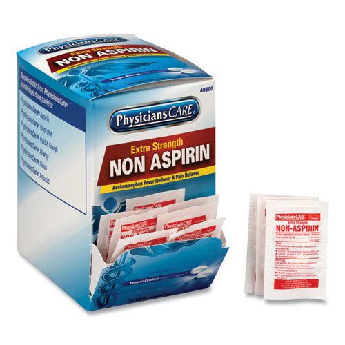 Pain Relievers/Medicines, XStrength Non-Aspirin Acetaminophen, 2/Packet, 125 Packets/Box-(FAO40800)