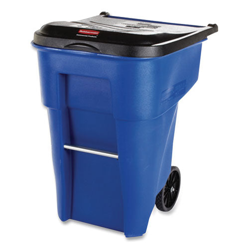 Square Brute Rollout Container, 50 gal, Molded Plastic, Blue-(RCP9W27BLU)