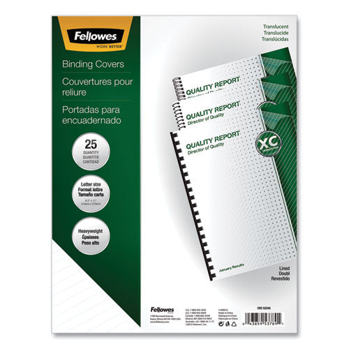 Futura Presentation Covers for Binding Systems, Frost Lined, 11 x 8.5, Unpunched, 25/Pack-(FEL5224501)