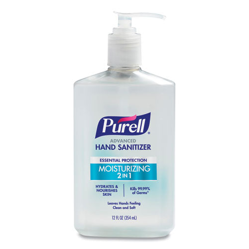 2 in 1 Moisturizing Advanced Hand Sanitizer Gel, Clean Scent, 12 oz Pump Bottle, Clean Scent-(GOJ369812)