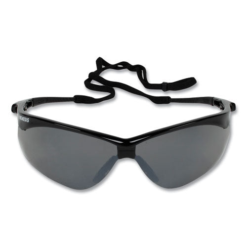 Nemesis Safety Glasses, Black Frame, Smoke Mirror Lens, 12/Box-(KCC20380)
