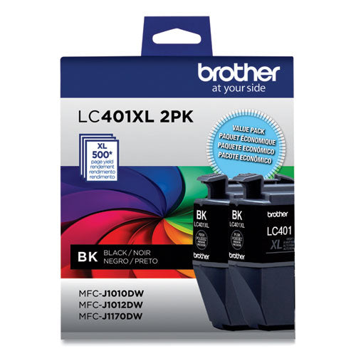 LC401XL2PKS High-Yield Ink, 500 Page-Yield, Black, 2/Pack-(BRTLC401XL2PKS)