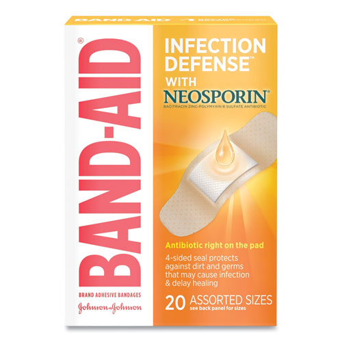 Antibiotic Adhesive Bandages, Assorted Sizes, 20/Box-(JOJ5570)
