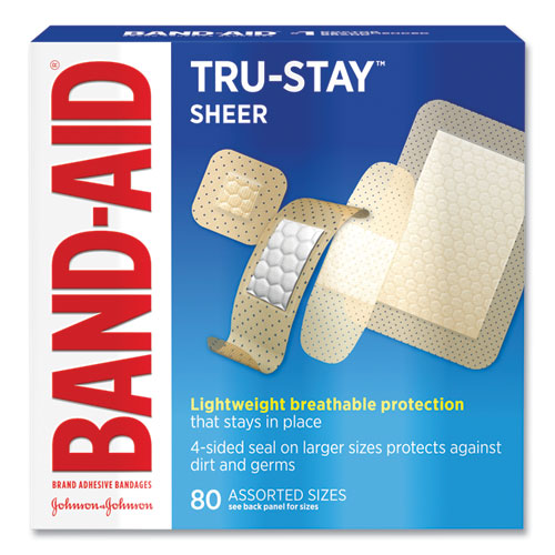 Tru-Stay Sheer Strips Adhesive Bandages, Assorted, 80/Box-(JOJ4669)
