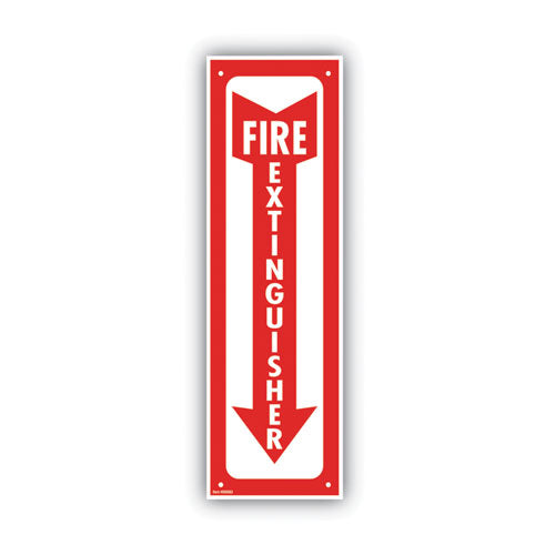 Glow-In-The-Dark Safety Sign, Fire Extinguisher, 4 x 13, Red-(COS098063)