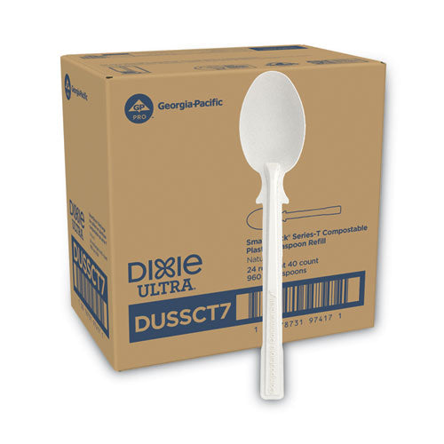 SmartStock Tri-Tower Dispensing System Cutlery, Teaspoons, Natural, 40/Pack, 24 Packs/Carton-(DXEDUSSCT7)