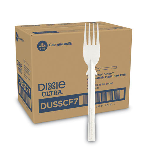 SmartStock Tri-Tower Dispensing System Cutlery, Fork, Natural, 40/Pack, 24 Packs/Carton-(DXEDUSSCF7)