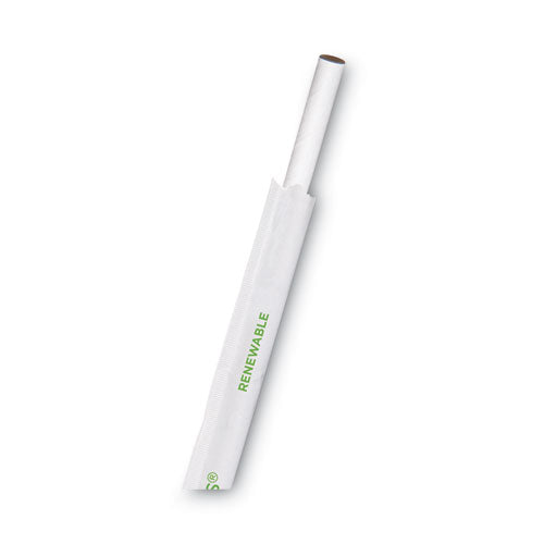 Jumbo Wrapped Paper Straw, 7.75", 6 mm Diameter, White, 3,000/Carton-(ECOEPSTP76WHT)