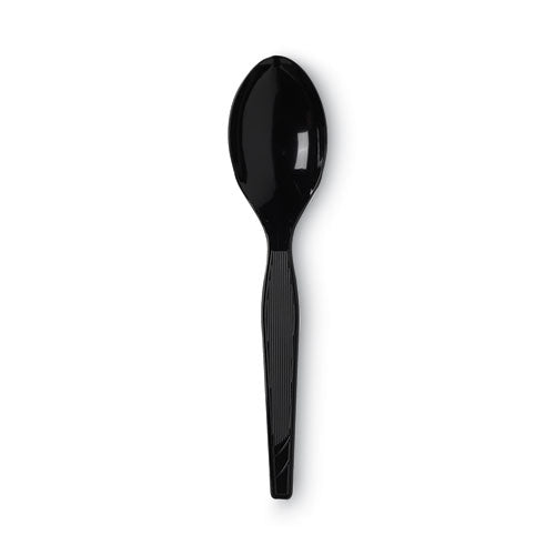 Plastic Cutlery, Heavy Mediumweight Teaspoons, Black, 1,000/Carton-(DXETM517)