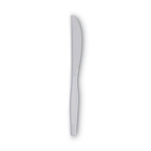 Plastic Cutlery, Heavy Mediumweight Knives, White, 1,000/Carton-(DXEKM217)