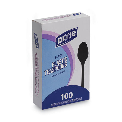 Plastic Cutlery, Heavy Mediumweight Teaspoons, Black, 100/Box-(DXETM507)