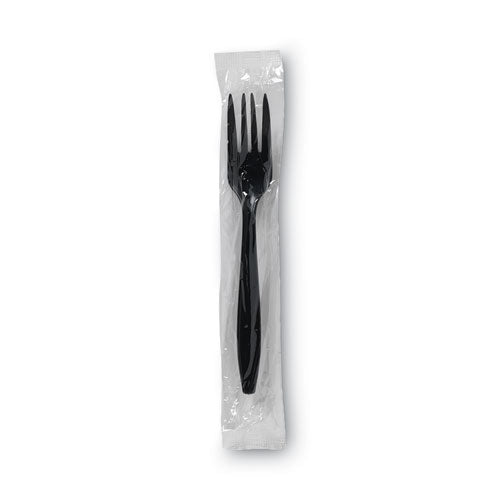 Individually Wrapped Heavyweight Forks, Polypropylene, Black, 1,000/Carton-(DXEPFH53C)