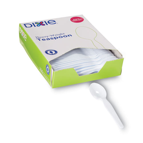 Plastic Cutlery, Heavyweight Teaspoons, White, 100/Box-(DXETH207)