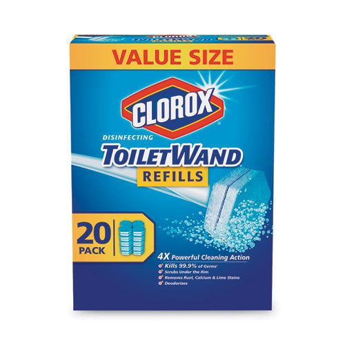 Disinfecting ToiletWand Refill Heads, Blue/White, 20/Pack-(CLO31049)