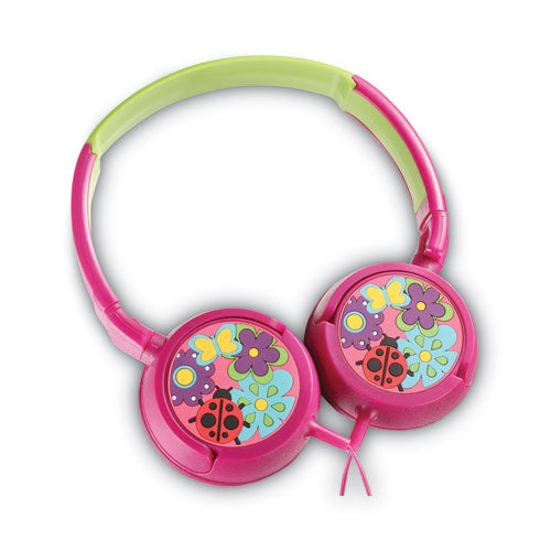 KiDDiES Love Bugs Design Stereo Earphones, 4 ft Cord, Pink/Green/Multicolor-(VLKVK2000GML)
