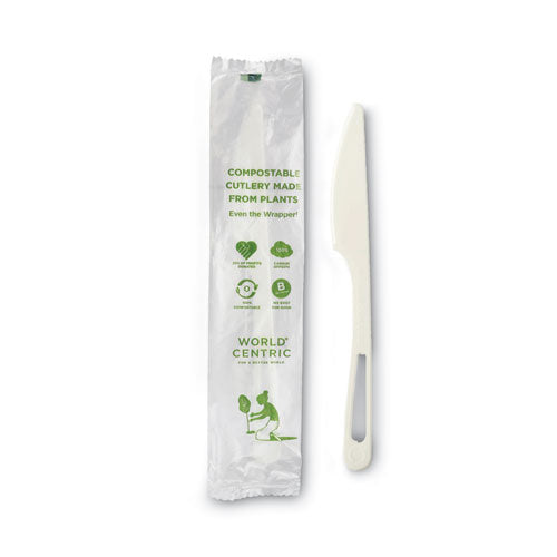 TPLA Compostable Cutlery, Knife, 6.7", White, 750/Carton-(WORKNPSI)