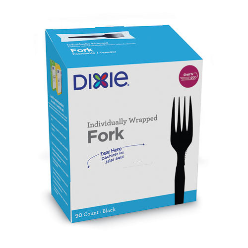 GrabN Go Wrapped Cutlery, Forks, Black, 90/Box-(DXEFM5W540PK)