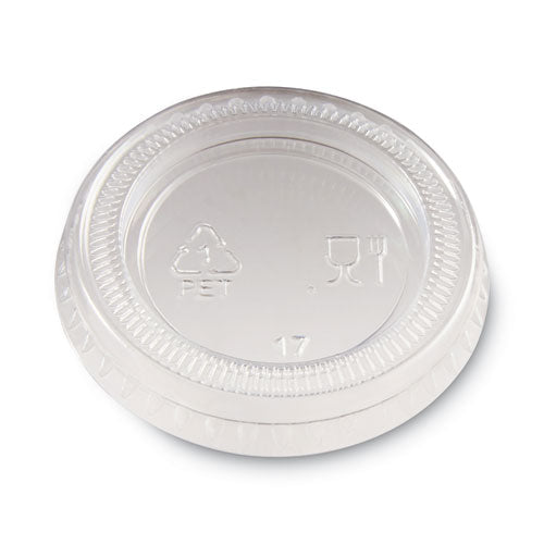 Plastic Portion Cup Lid, Fits 1 oz Portion Cups, Clear, 4,800/Carton-(DXEPL10CLEAR)